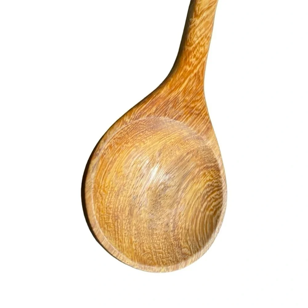 Vintage Hand-Carved Wood Parrot Bird Handle Serving Spoon 12
